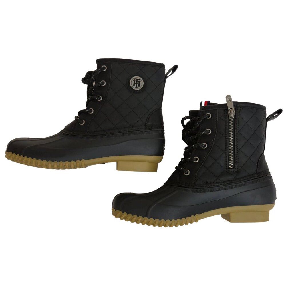 Tommy Hilfiger Women's Duck Boots Sz. 7M Waterproof, Lace-Up, Zip, Quilted Lined - Picture 2 of 13